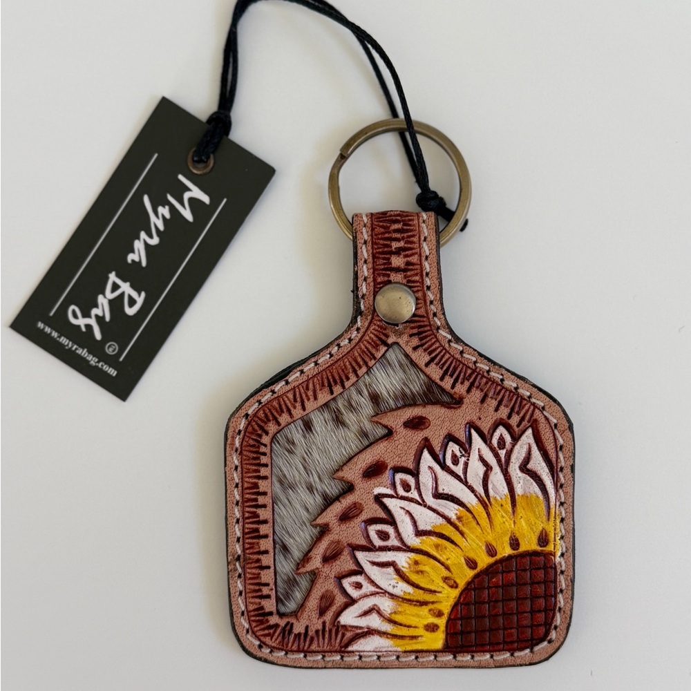 NWT Myra Bag Sunflower Keychain with Yellow and Brown Accents